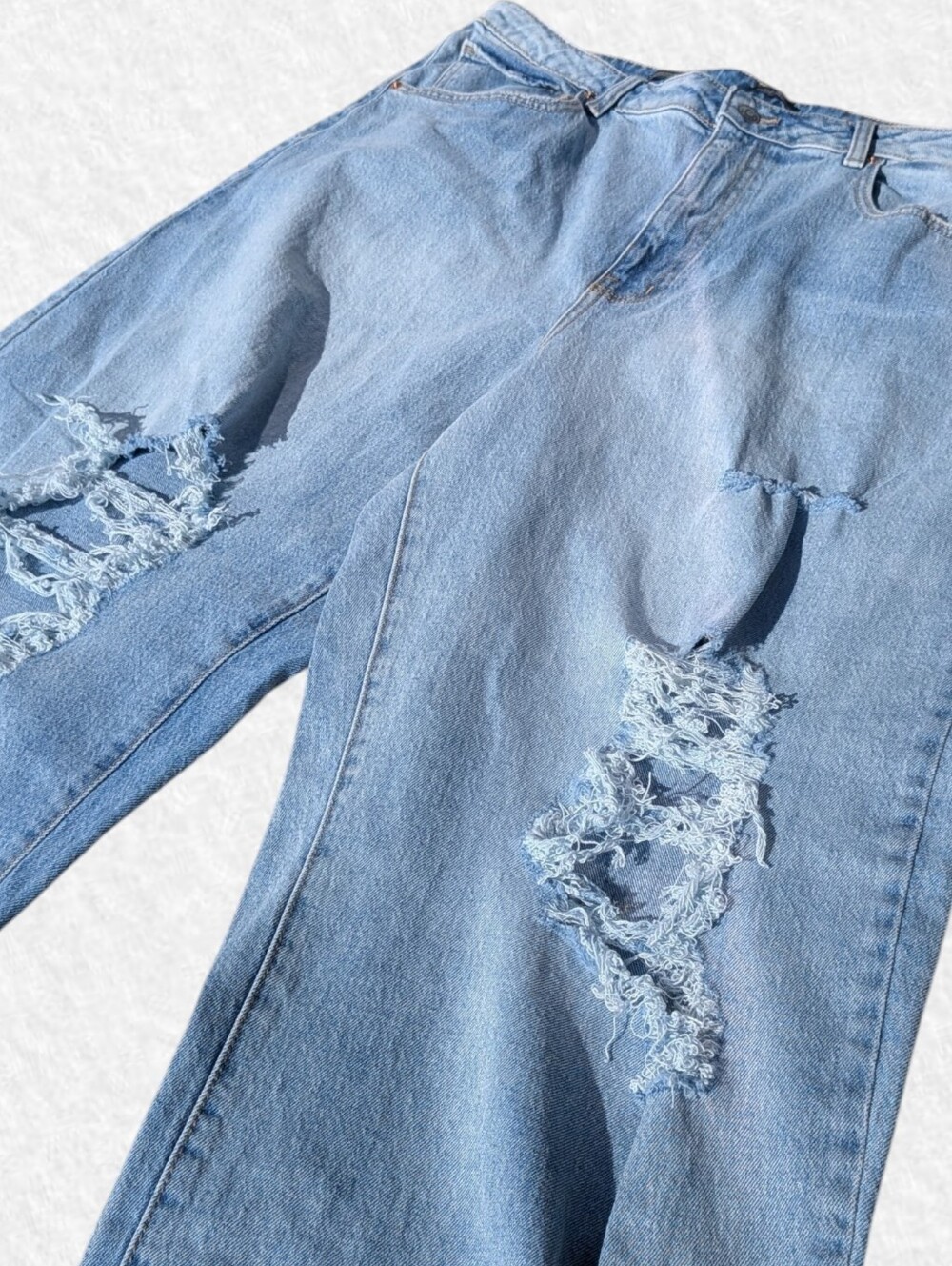 Wild Fable NEW Plus Size 18: Light Blue High-Rise Distressed Wide-Leg Jean-Women - Picture 4 of 8